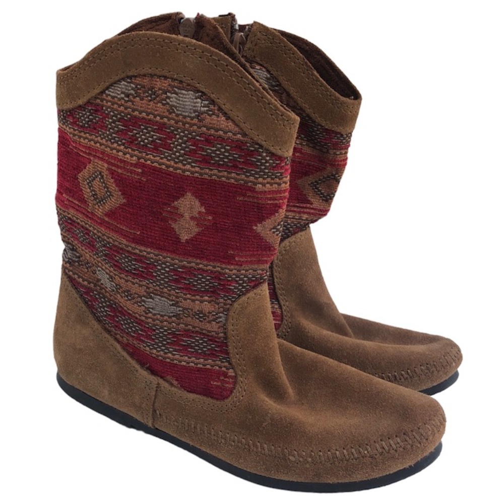 Brown and Red Patterned Women's Boots